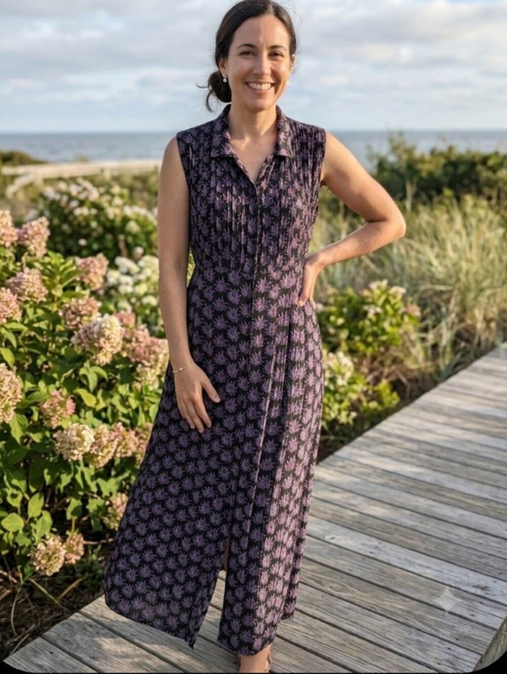 Vintage April Cornell Sleeveless Button Up Maxi Shirt Dress